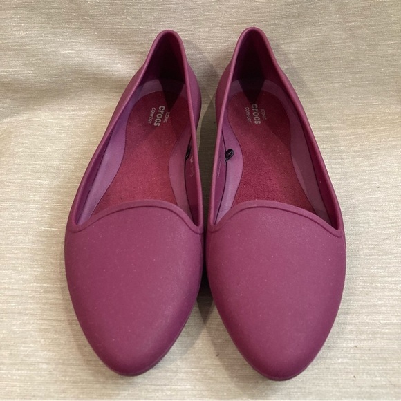 CROCS Sz 10 Eve Ballet Pointy Toe Slip On  Flats in Purplish Pink - Picture 2 of 10